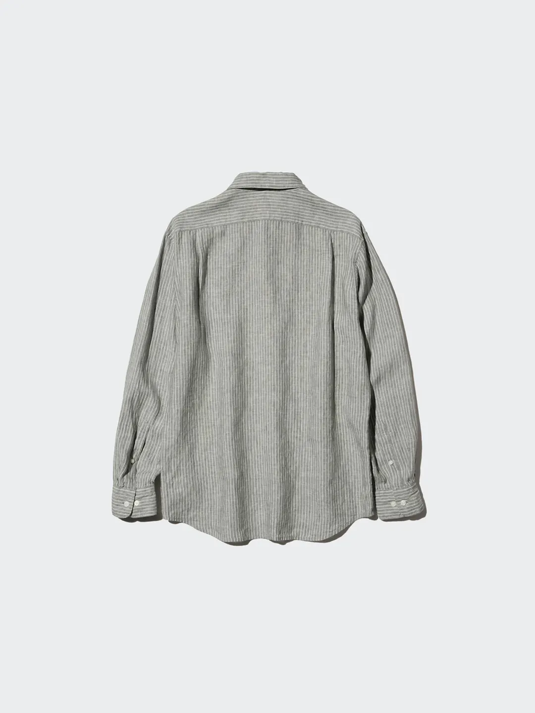 Рубашка в полоску из французского льна с длинными рукавами, Uniqlo