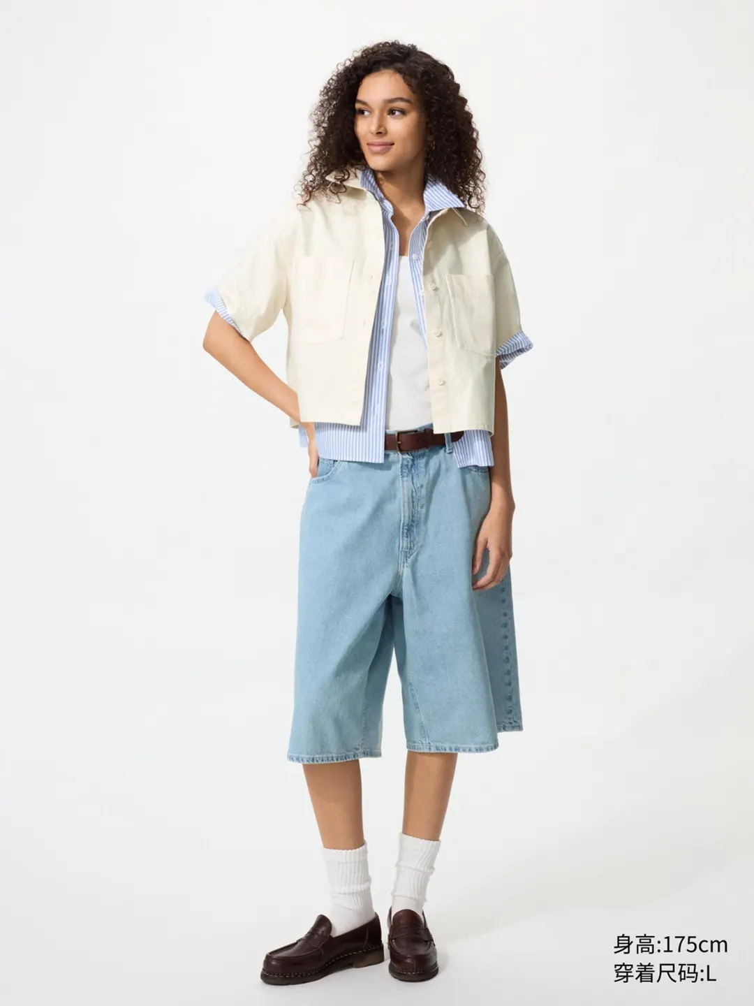 Рубашка джинсовая свободного кроя с коротким рукавом, Uniqlo
