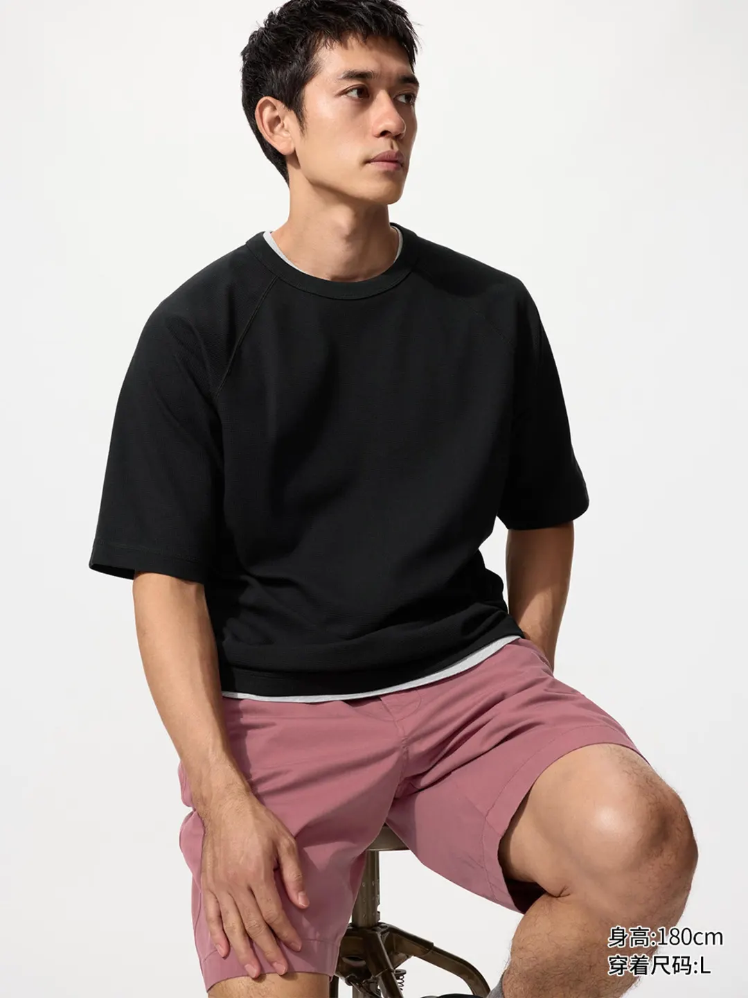 Футболка быстросохнущая вафельная с круглым вырезом, Uniqlo