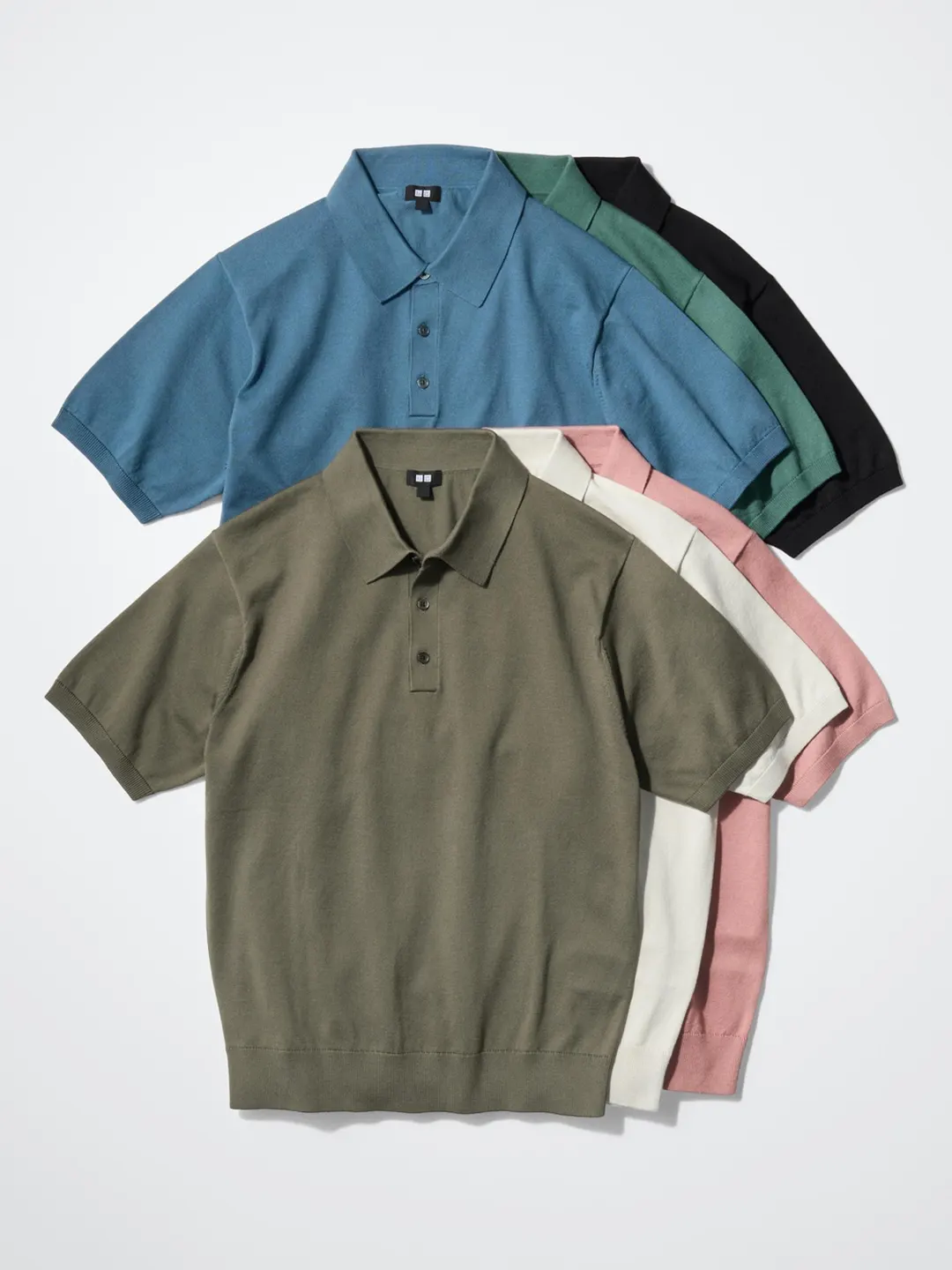 Поло трикотажное с коротким рукавом, пригодное для машинной стирки, Uniqlo