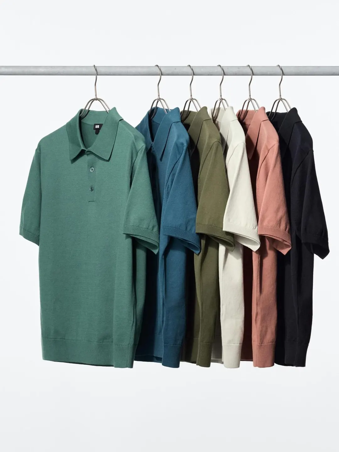 Поло трикотажное с коротким рукавом, пригодное для машинной стирки, Uniqlo