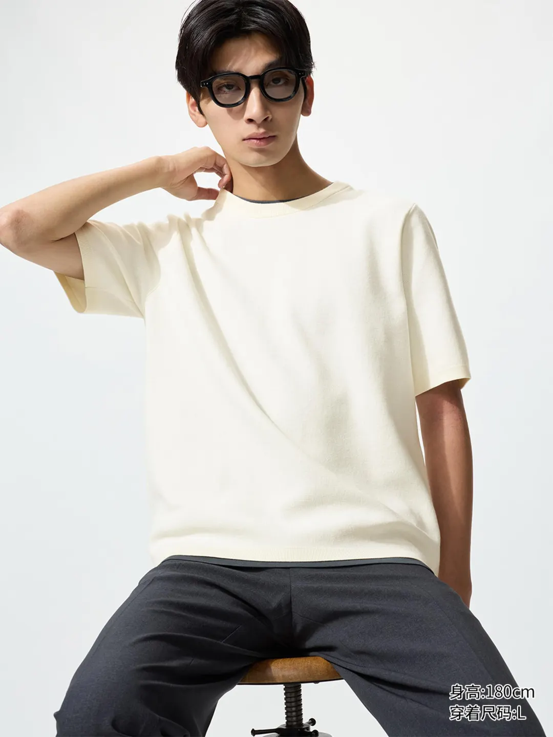 Джемпер в рубчик с короткими рукавами, Uniqlo
