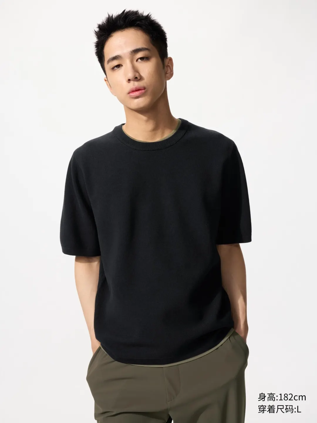 Джемпер в рубчик с короткими рукавами, Uniqlo