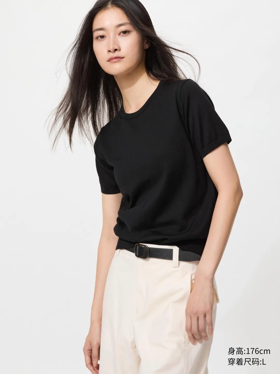 Джемпер из смеси хлопка и модала с короткими рукавами, Uniqlo