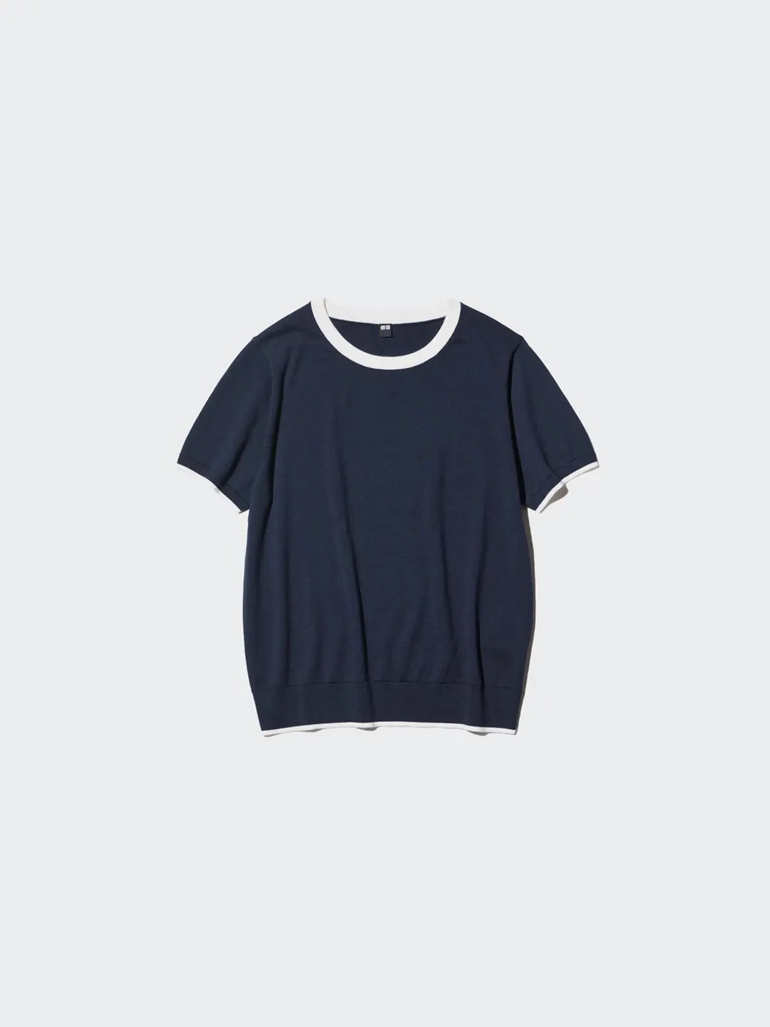 Джемпер колор-блок из смеси хлопка и модала с короткими рукавами, Uniqlo