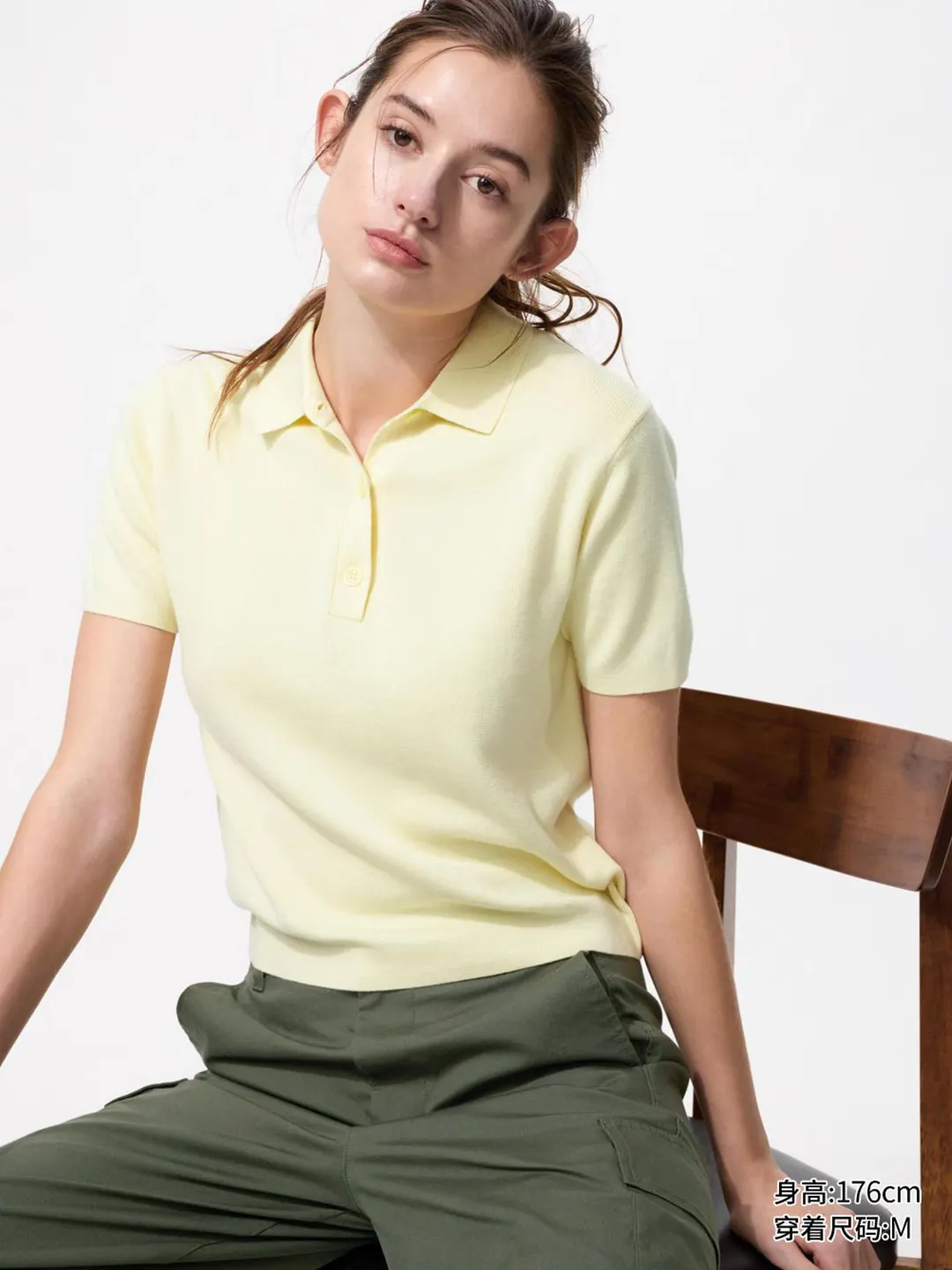 Джемпер поло из смеси хлопка и модала с короткими рукавами, Uniqlo