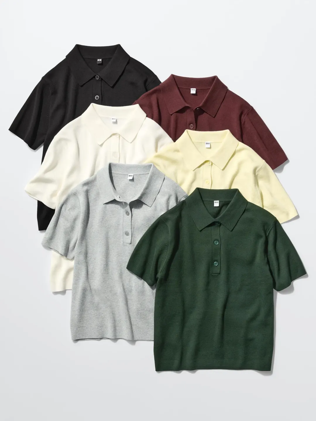 Джемпер поло из смеси хлопка и модала с короткими рукавами, Uniqlo