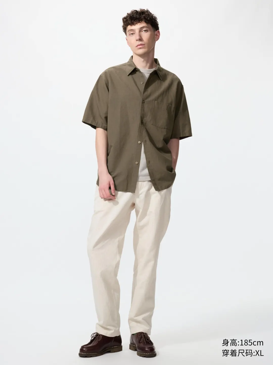 Рубашка из смеси хлопка и льна с короткими рукавами, Uniqlo