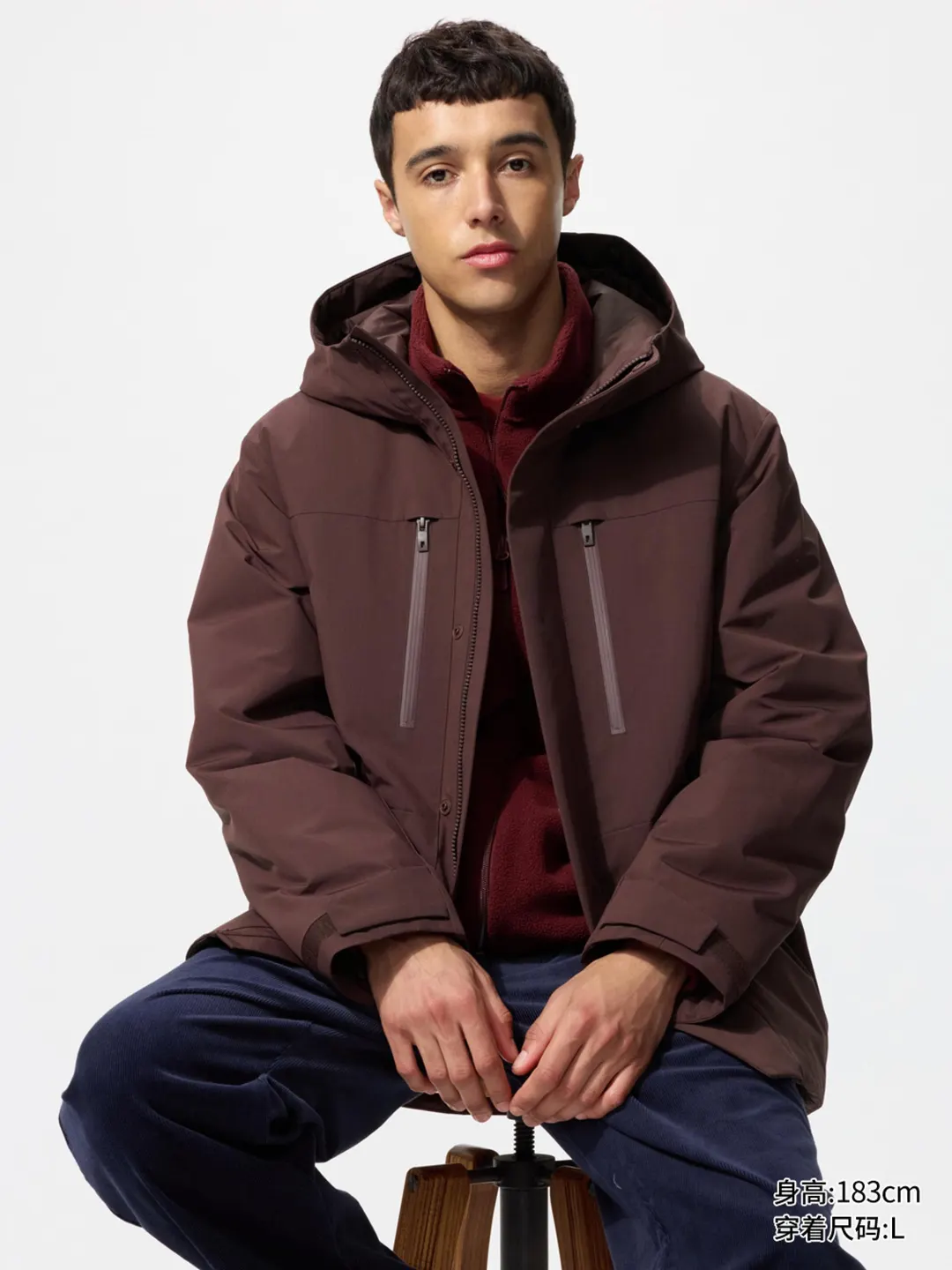Комбинированная куртка с капюшоном и пуховым утеплителем, Uniqlo