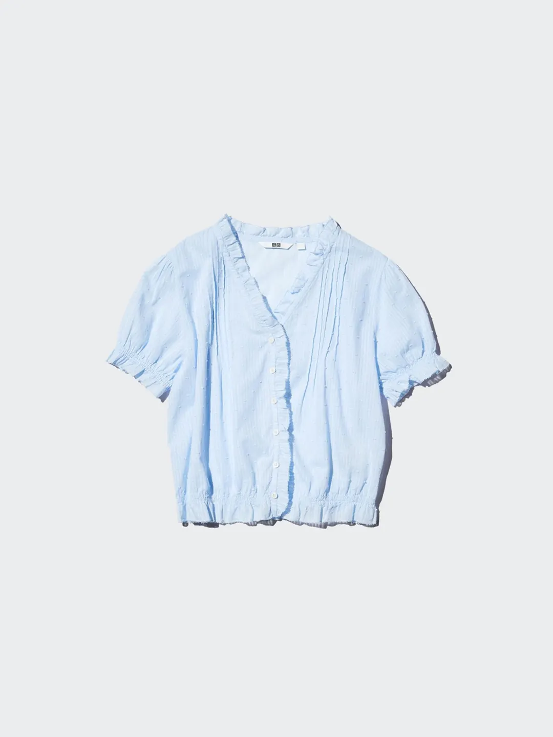 Рубашка из хлопкового жаккарда с V-образным вырезом, Uniqlo