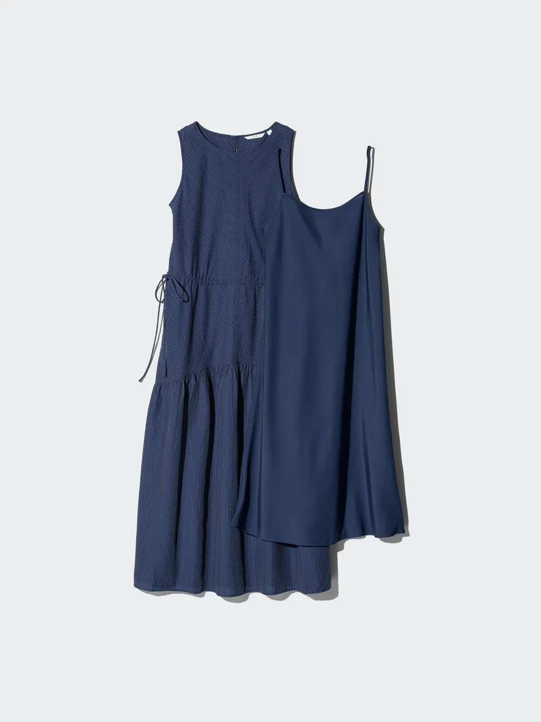 Многоярусное платье без рукавов из смеси хлопка и льна в полоску, Uniqlo