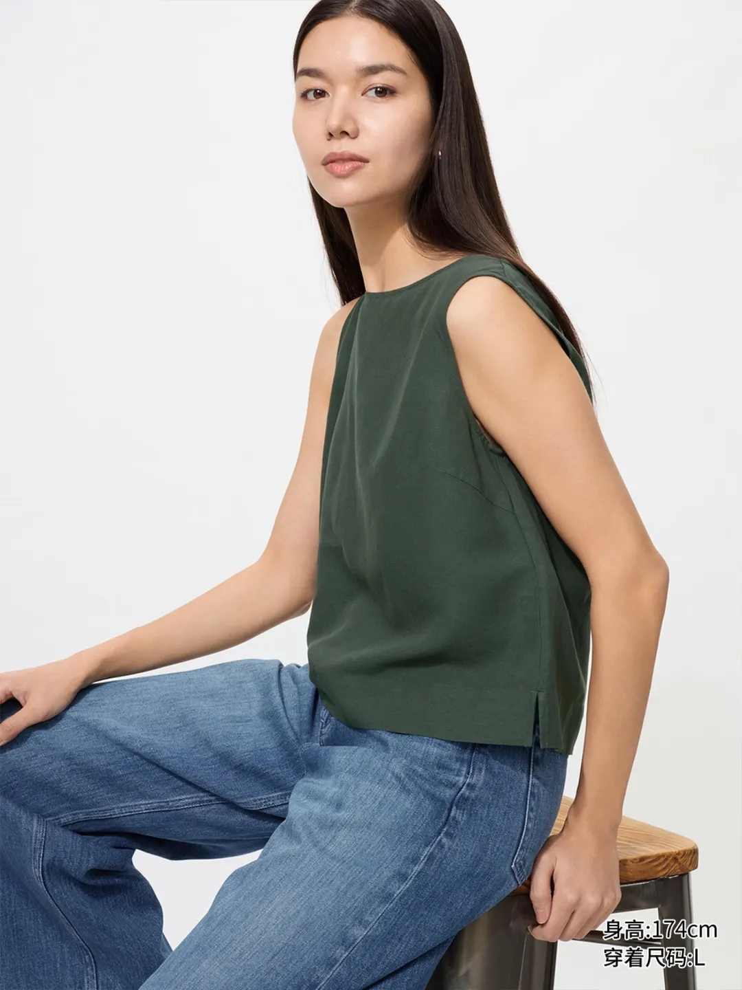 Рубашка из смесового льна без рукавов, Uniqlo