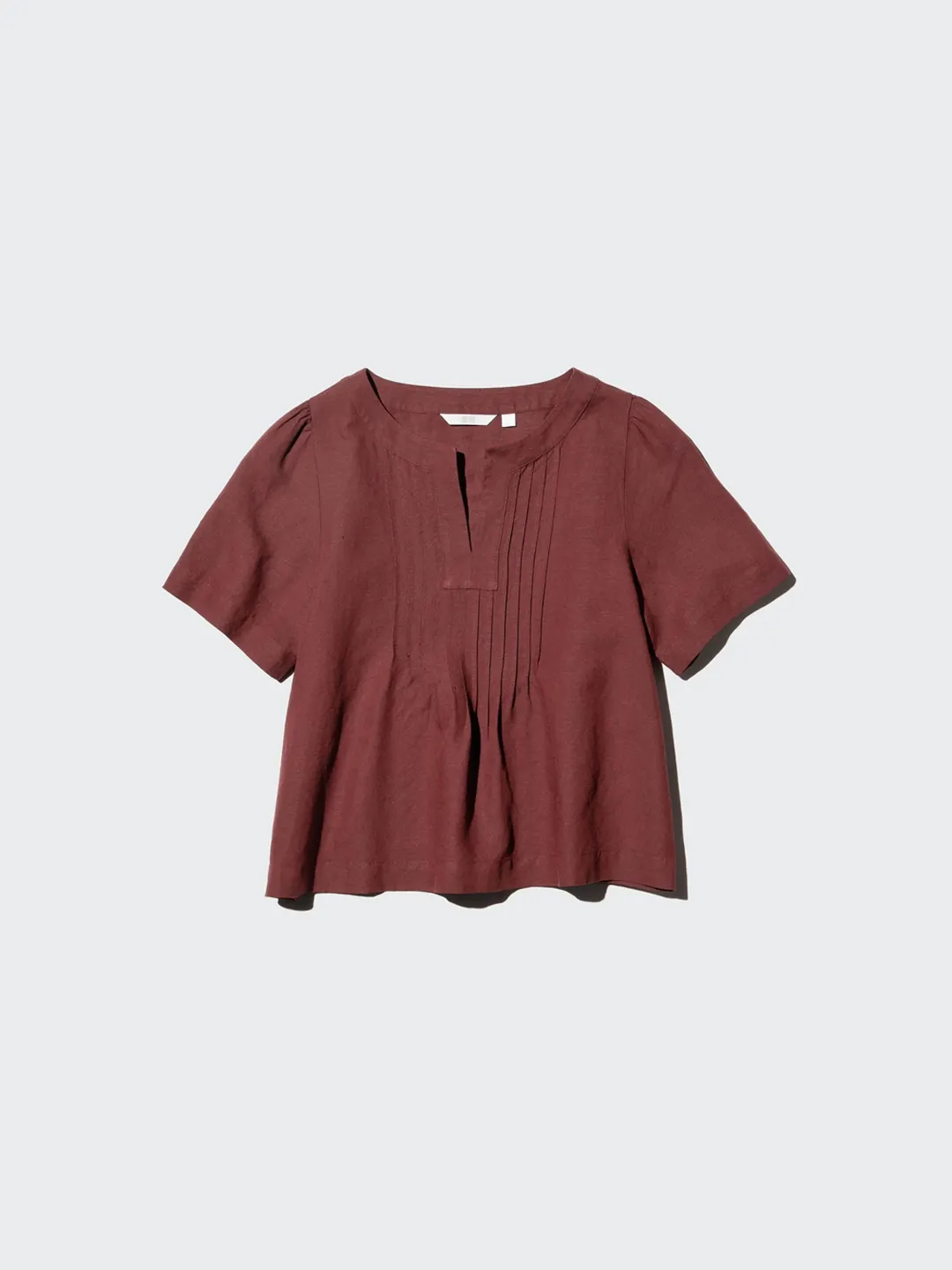 Рубашка с частичной застежкой из смесового льна с короткими рукавами, Uniqlo
