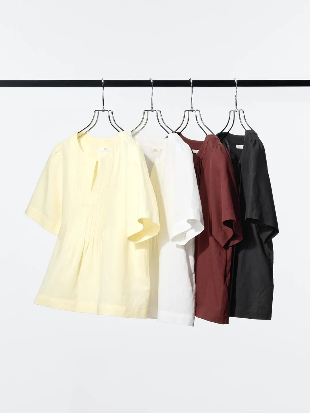 Рубашка с частичной застежкой из смесового льна с короткими рукавами, Uniqlo