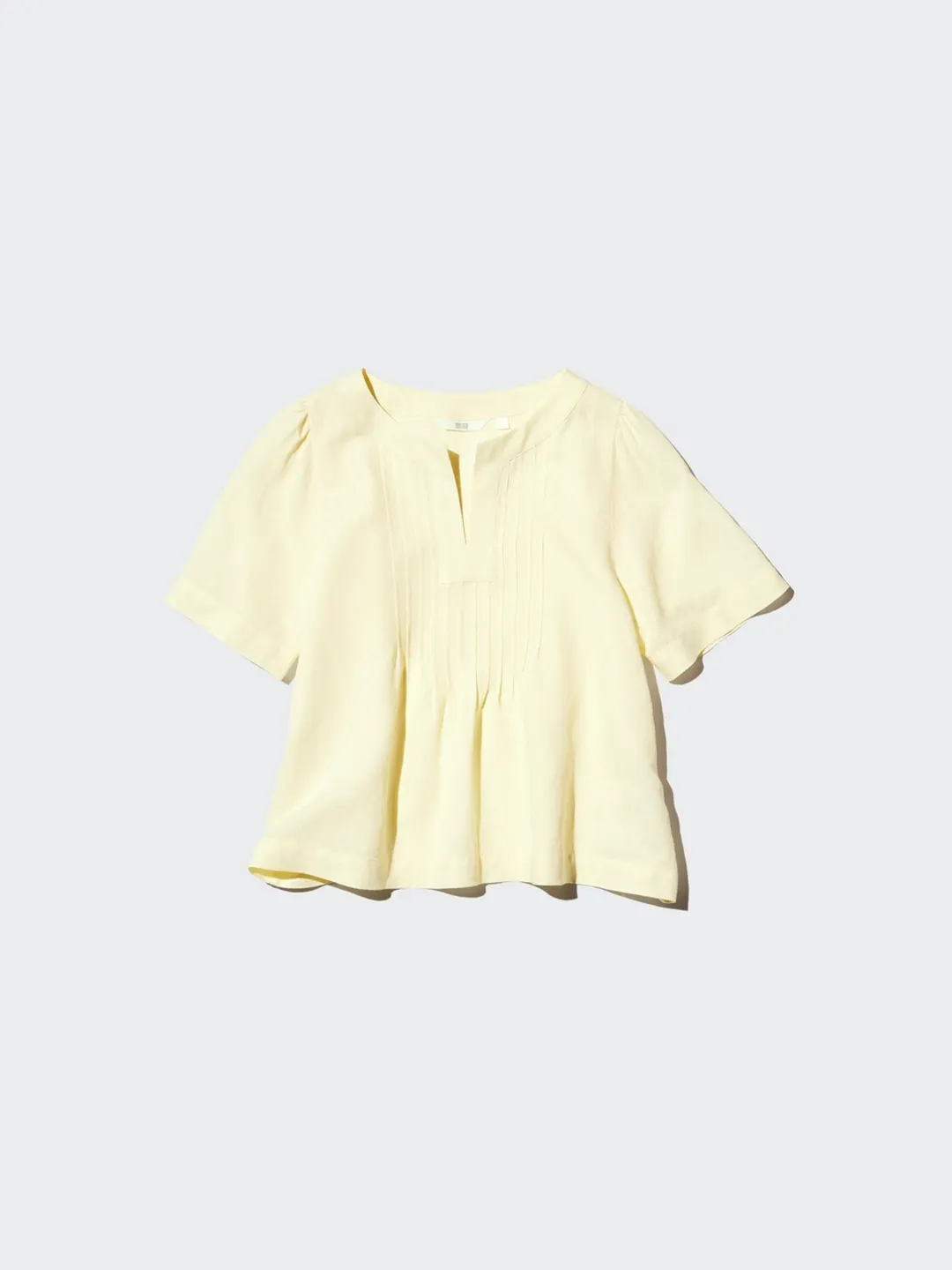 Рубашка с частичной застежкой из смесового льна с короткими рукавами, Uniqlo