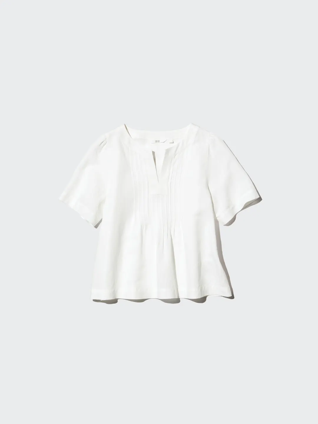 Рубашка с частичной застежкой из смесового льна с короткими рукавами, Uniqlo