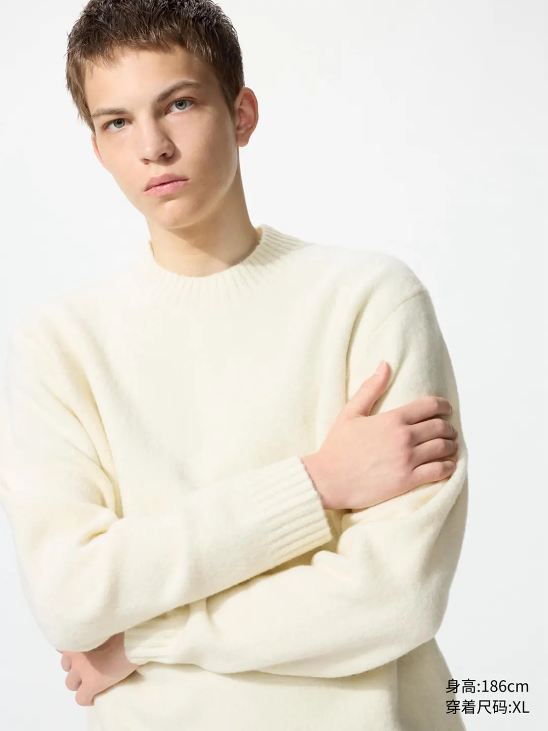 Свитер из пряжи суфле с круглым вырезом, Uniqlo