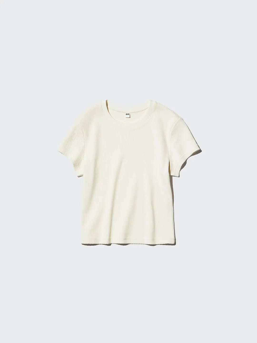 Футболка укороченная в рубчик с круглым вырезом, Uniqlo