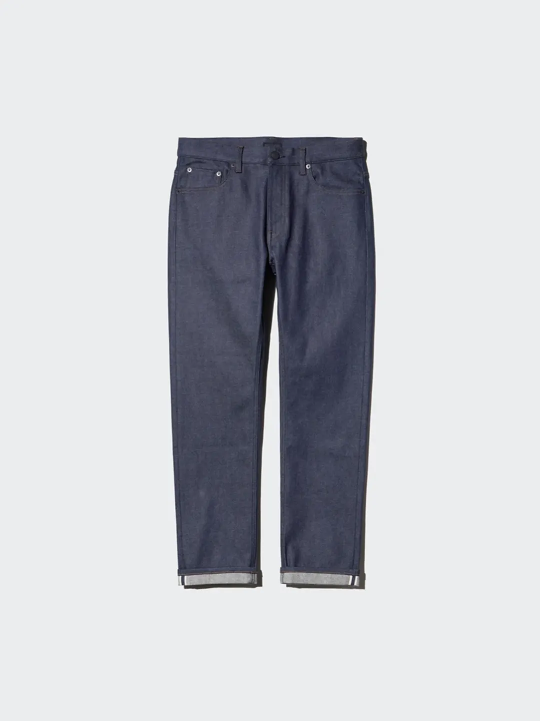 Джинсы облегающего прямого кроя из необработанного денима, Uniqlo