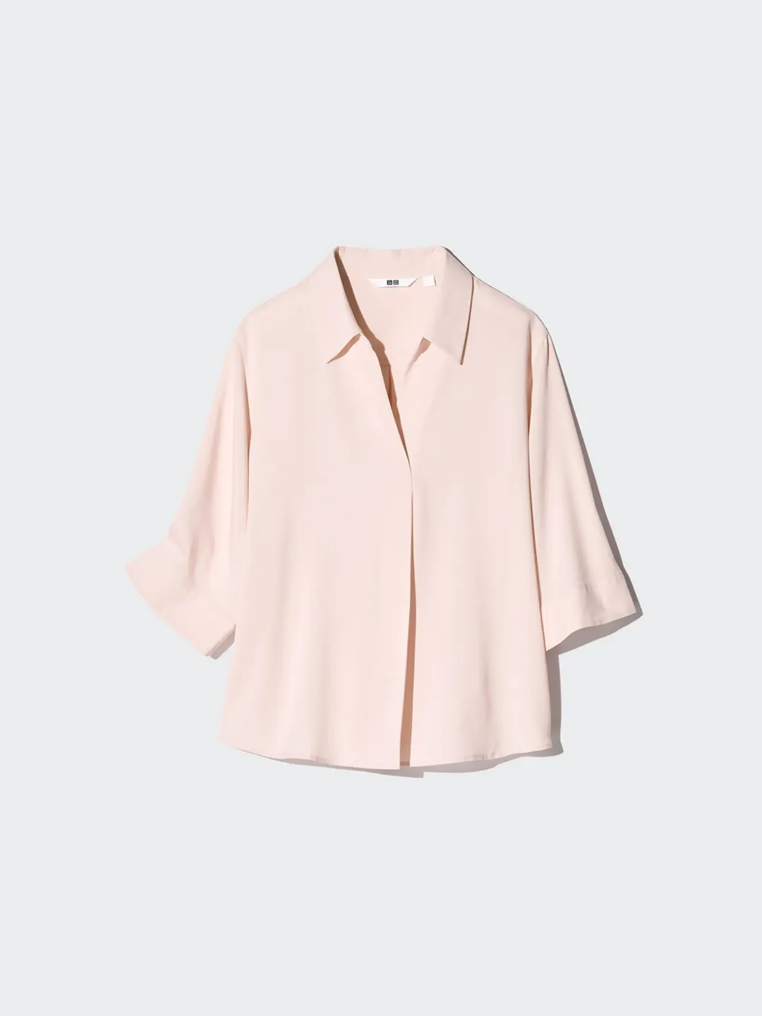 Рубашка фактурная с открытым воротом и рукавами 3/4, Uniqlo