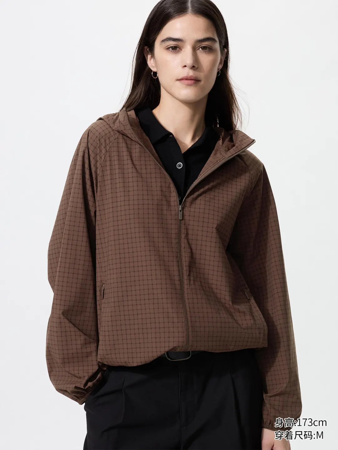 Компактная куртка в клетку с капюшоном и защитой от ультрафиолета, Uniqlo