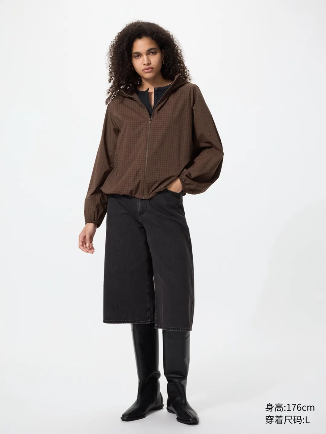 Компактная куртка в клетку с капюшоном и защитой от ультрафиолета, Uniqlo