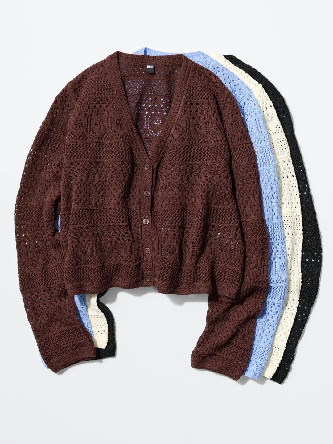 Ажурный кардиган с V-образным вырезом, Uniqlo