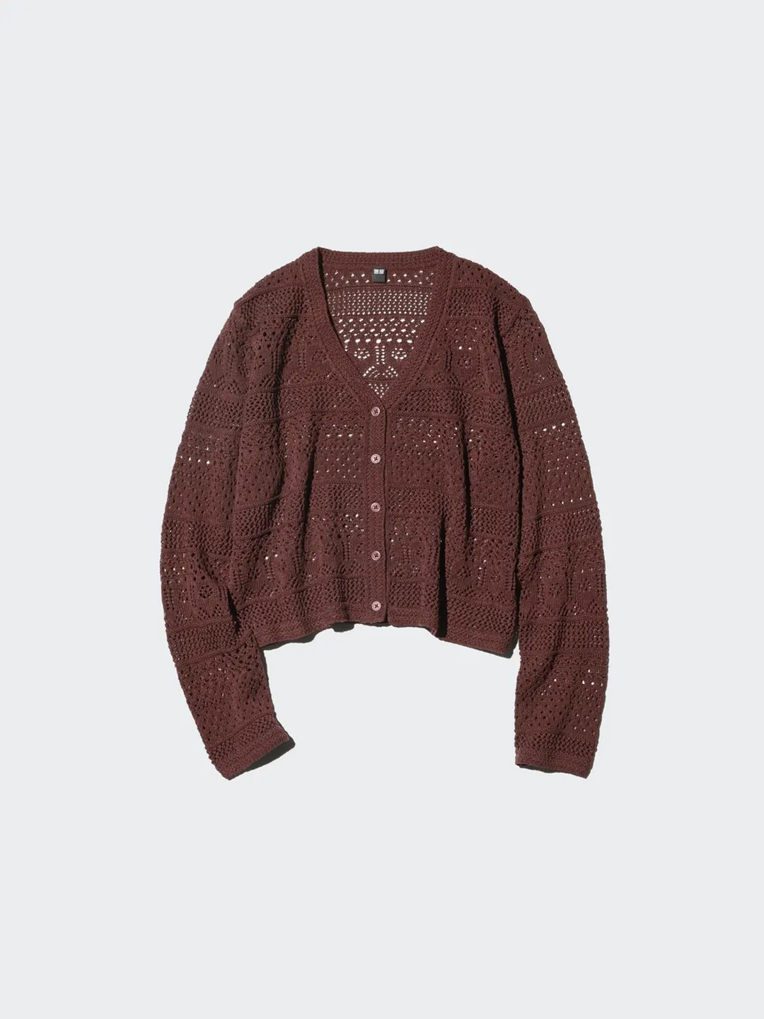 Ажурный кардиган с V-образным вырезом, Uniqlo