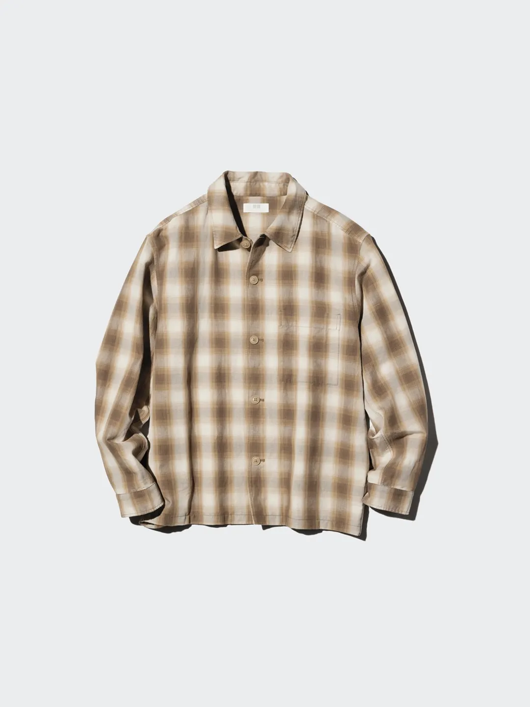 Куртка-рубашка в клетку из хлопка и льна, Uniqlo