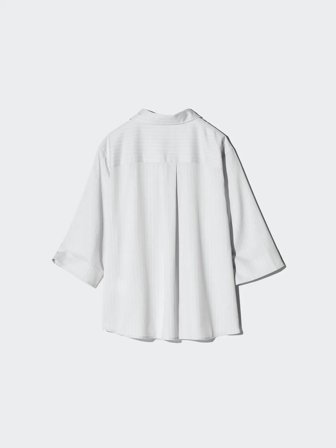Рубашка фактурная в полоску с открытым воротом и рукавами 3/4, Uniqlo