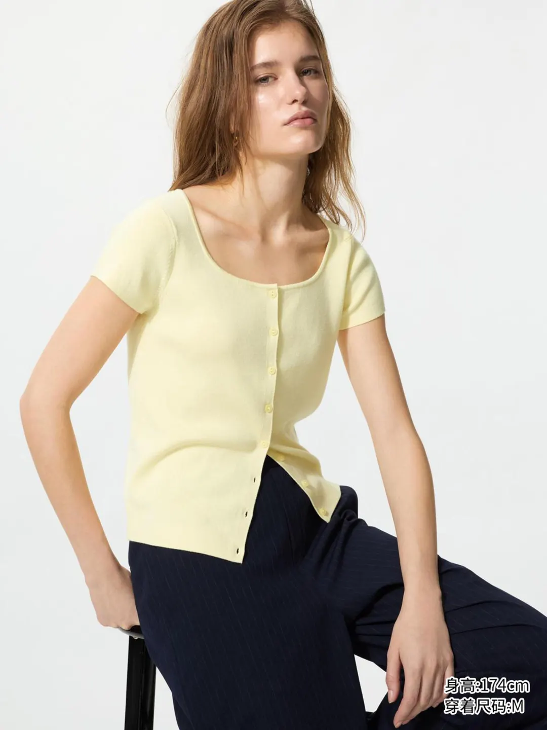 Кардиган из смеси хлопка и модала с короткими рукавами, Uniqlo