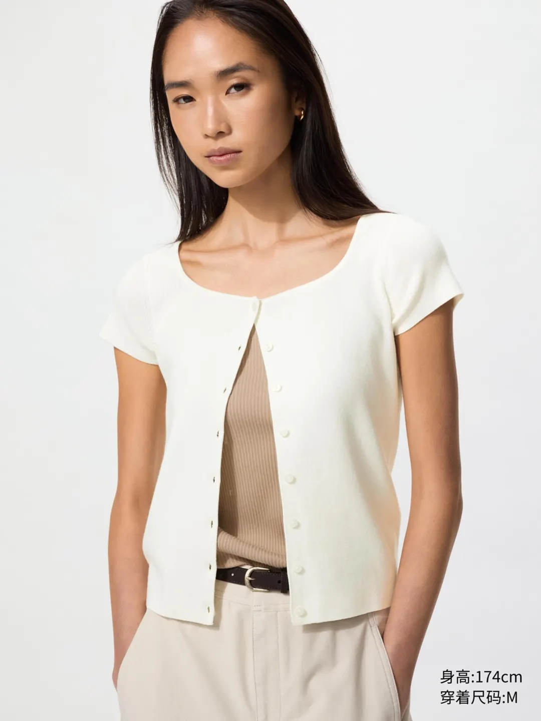Кардиган из смеси хлопка и модала с короткими рукавами, Uniqlo