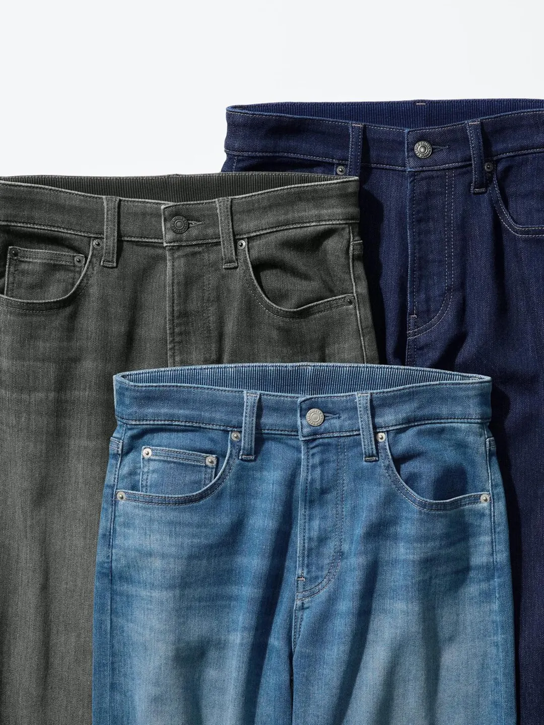 Джинсы укороченные прямого свободного кроя EZY с эффектом стирки, Uniqlo