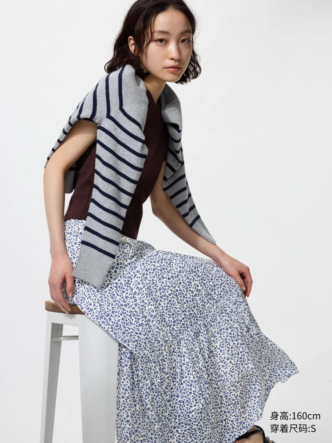 Юбка длинная многоярусная стандартной длины, Uniqlo