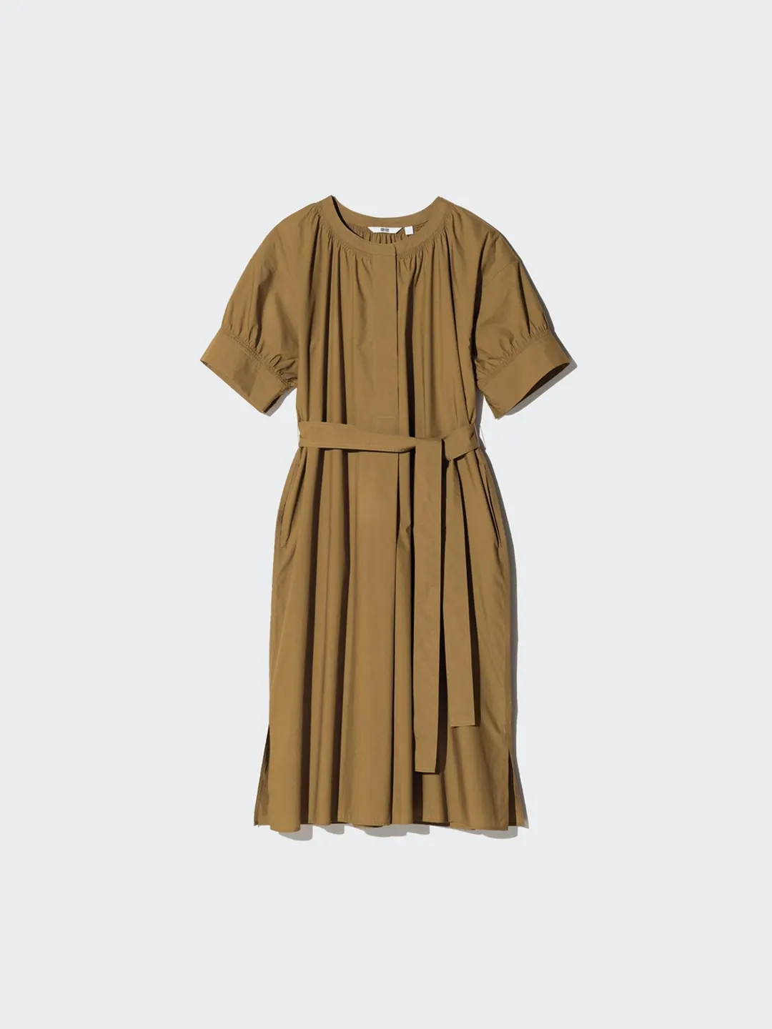 Платье с короткими рукавами-фонариками из смесового хлопка, Uniqlo