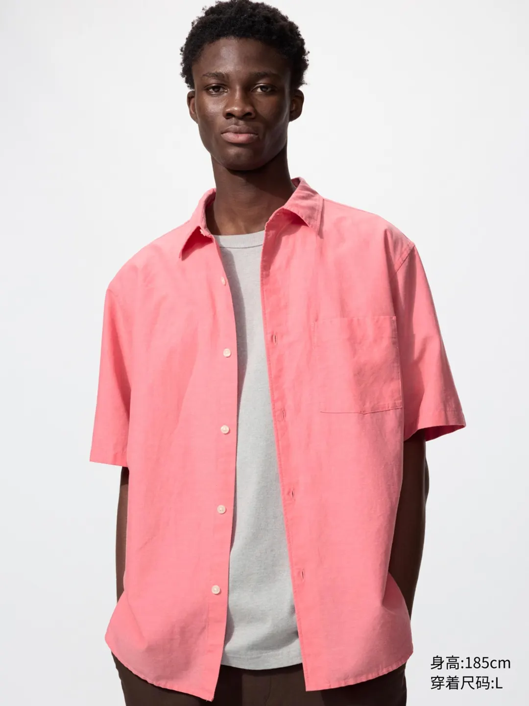 Рубашка из смеси хлопка и льна с короткими рукавами, Uniqlo