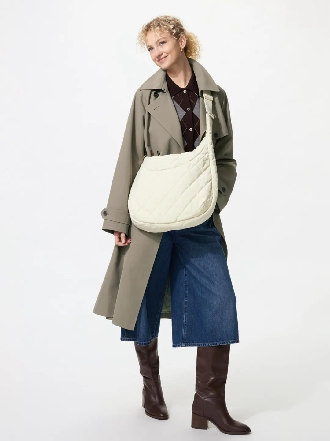 Сумка объемная через плечо со стежкой, Uniqlo