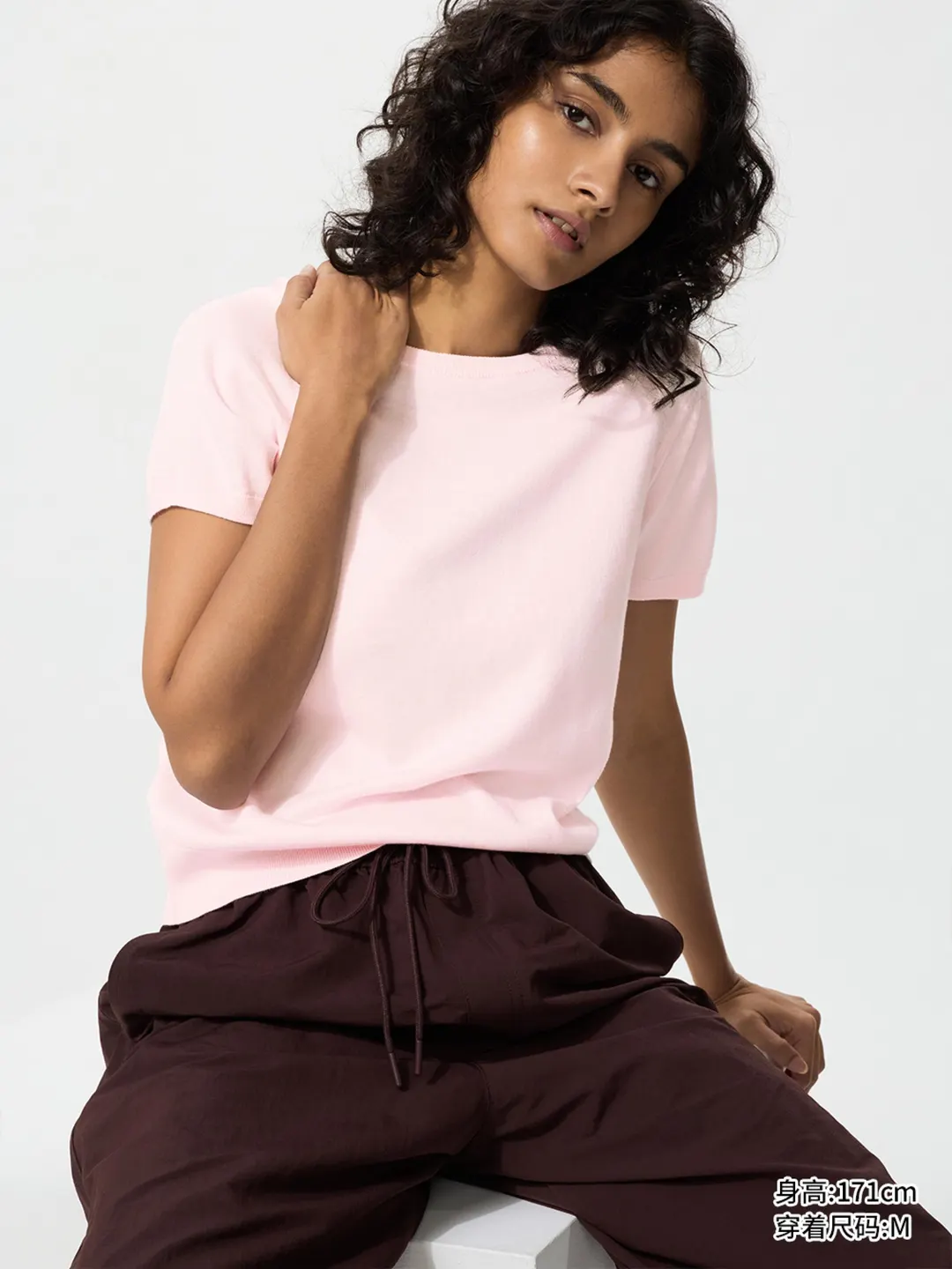 Джемпер из смеси хлопка и модала с короткими рукавами, Uniqlo