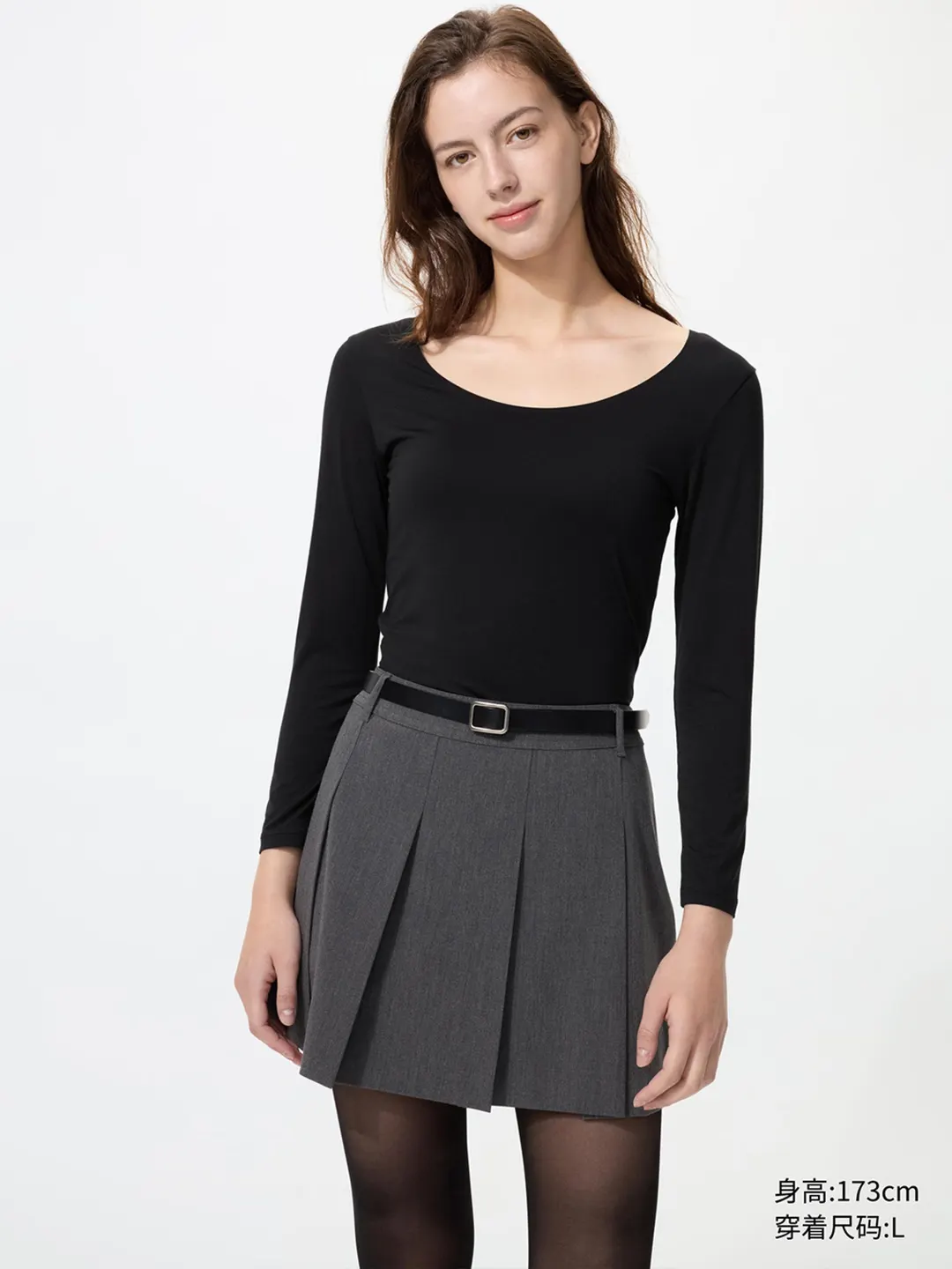 Футболка HEATTECH с U-образным вырезом и рукавами 7/8, Uniqlo