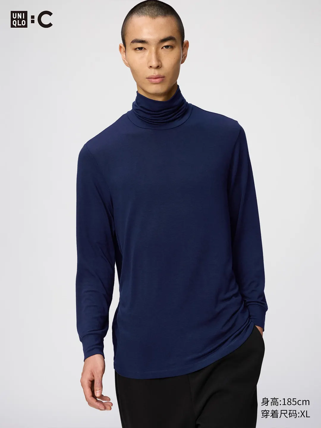Лонгслив HEATTECH с воротником-гольфом из смесового кашемира, Uniqlo