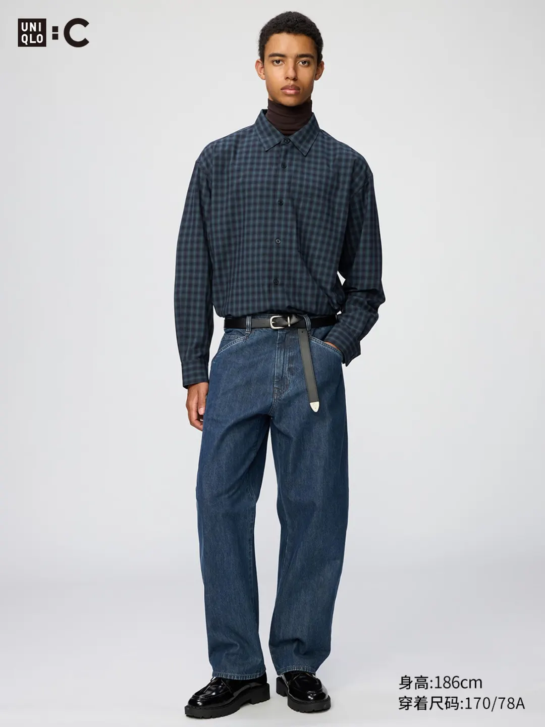 Джинсы объемного кроя с эффектом стирки, Uniqlo