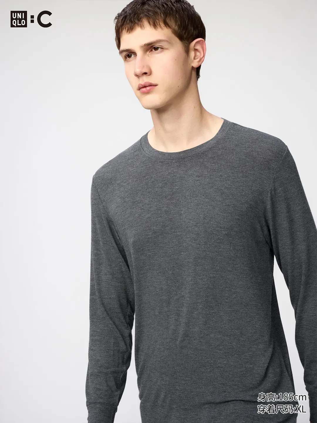 Лонгслив HEATTECH с круглым вырезом из смесового кашемира, Uniqlo
