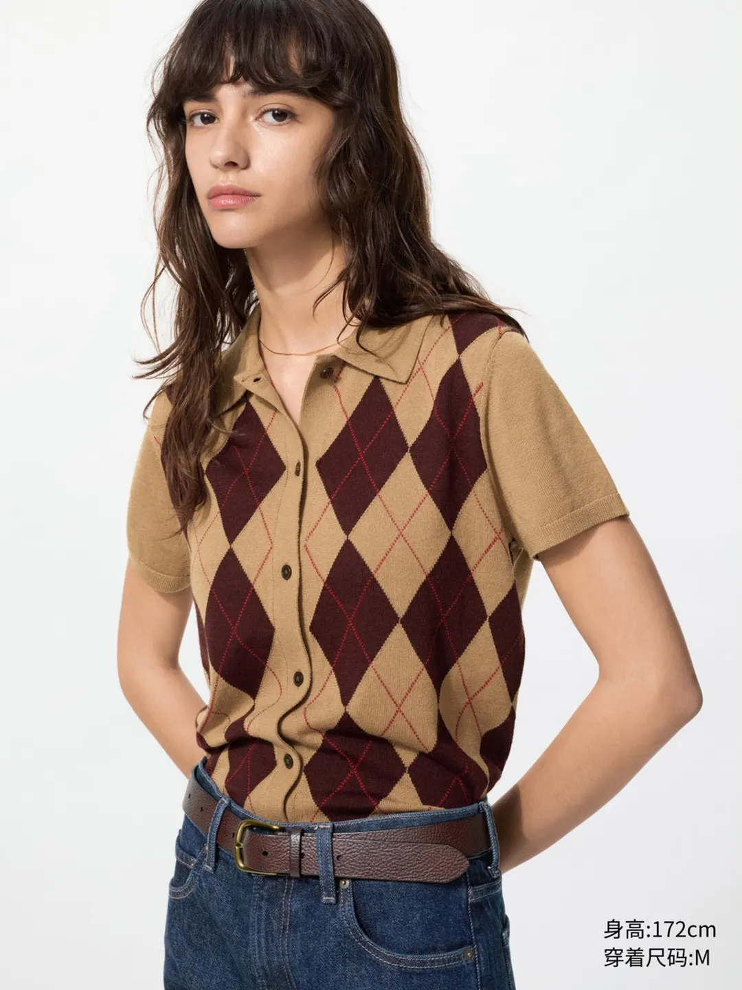 Кардиган-поло из смесовой тонкой шерсти мериноса с короткими рукавами, Uniqlo