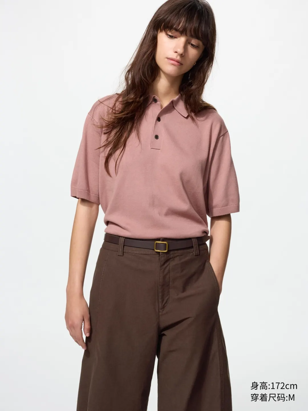 Поло трикотажное с коротким рукавом, пригодное для машинной стирки, Uniqlo