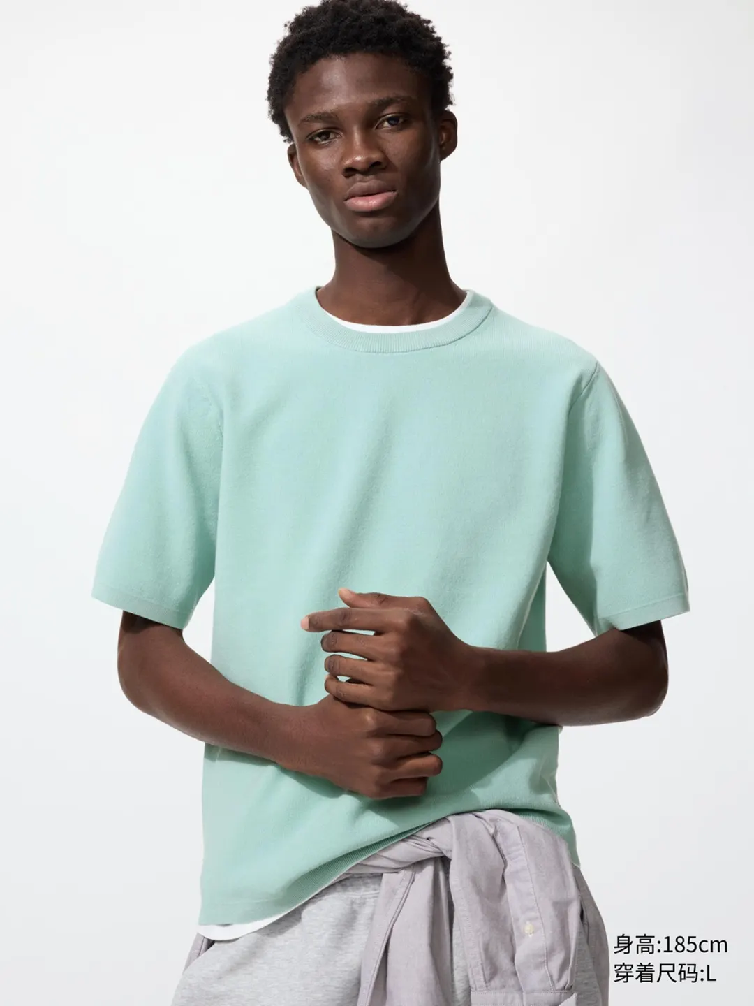 Джемпер в рубчик с короткими рукавами, Uniqlo