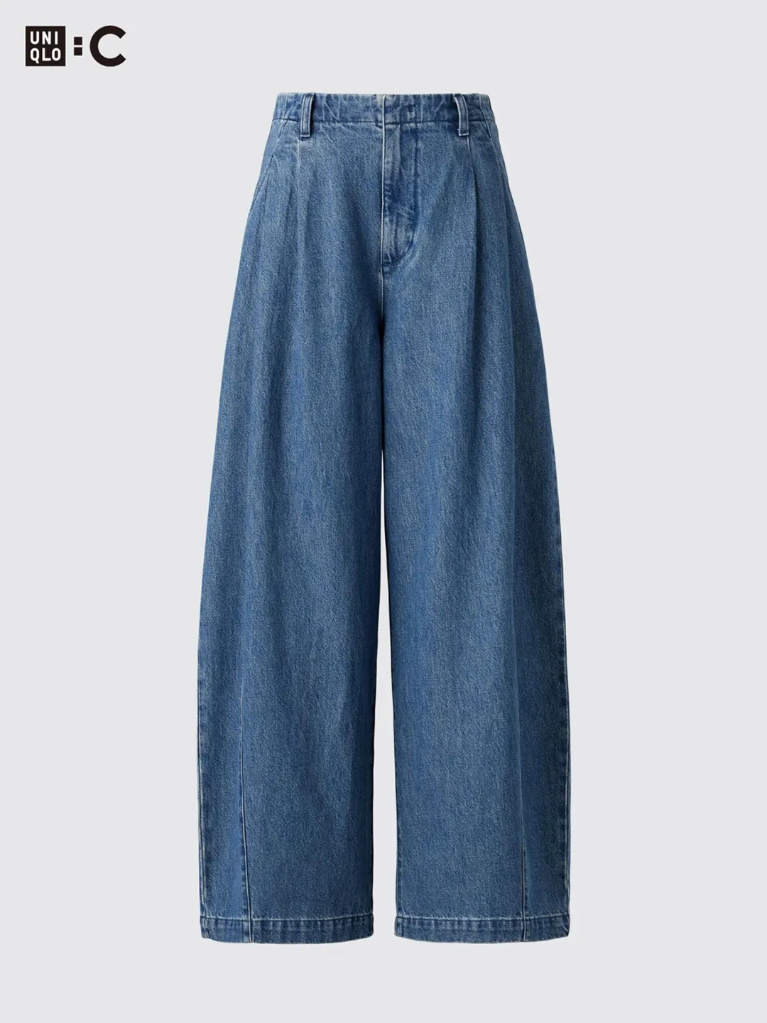 Джинсы свободного изогнутого кроя с эффектом стирки, Uniqlo