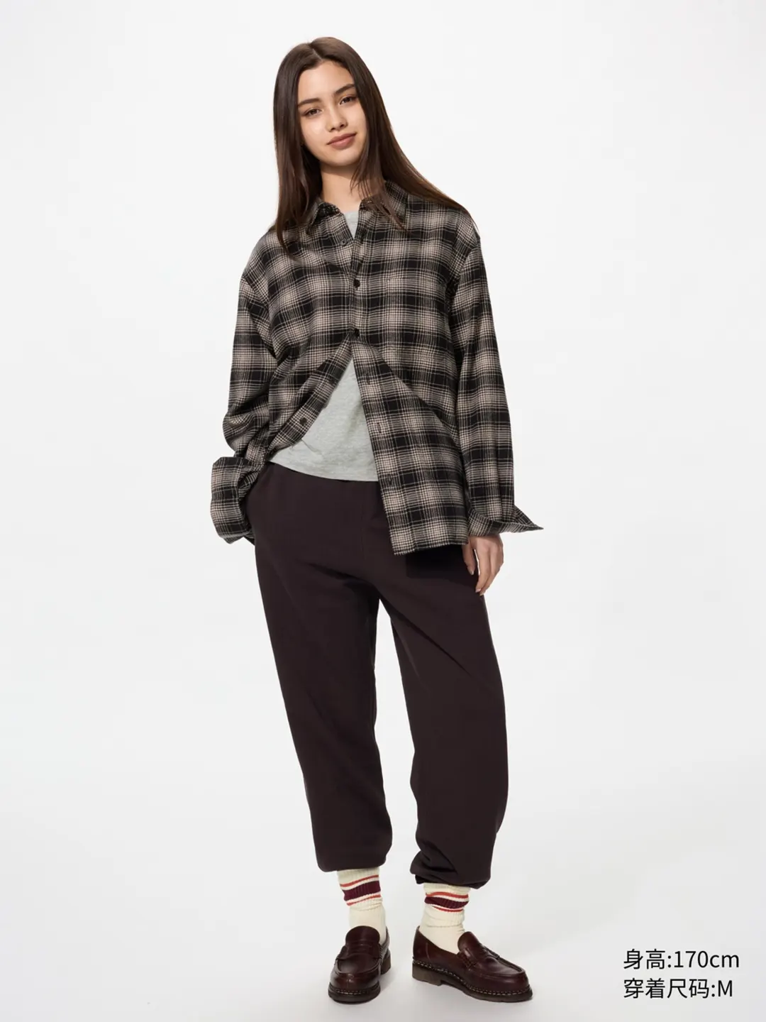 Фланелевая рубашка в клетку с длинными рукавами, Uniqlo