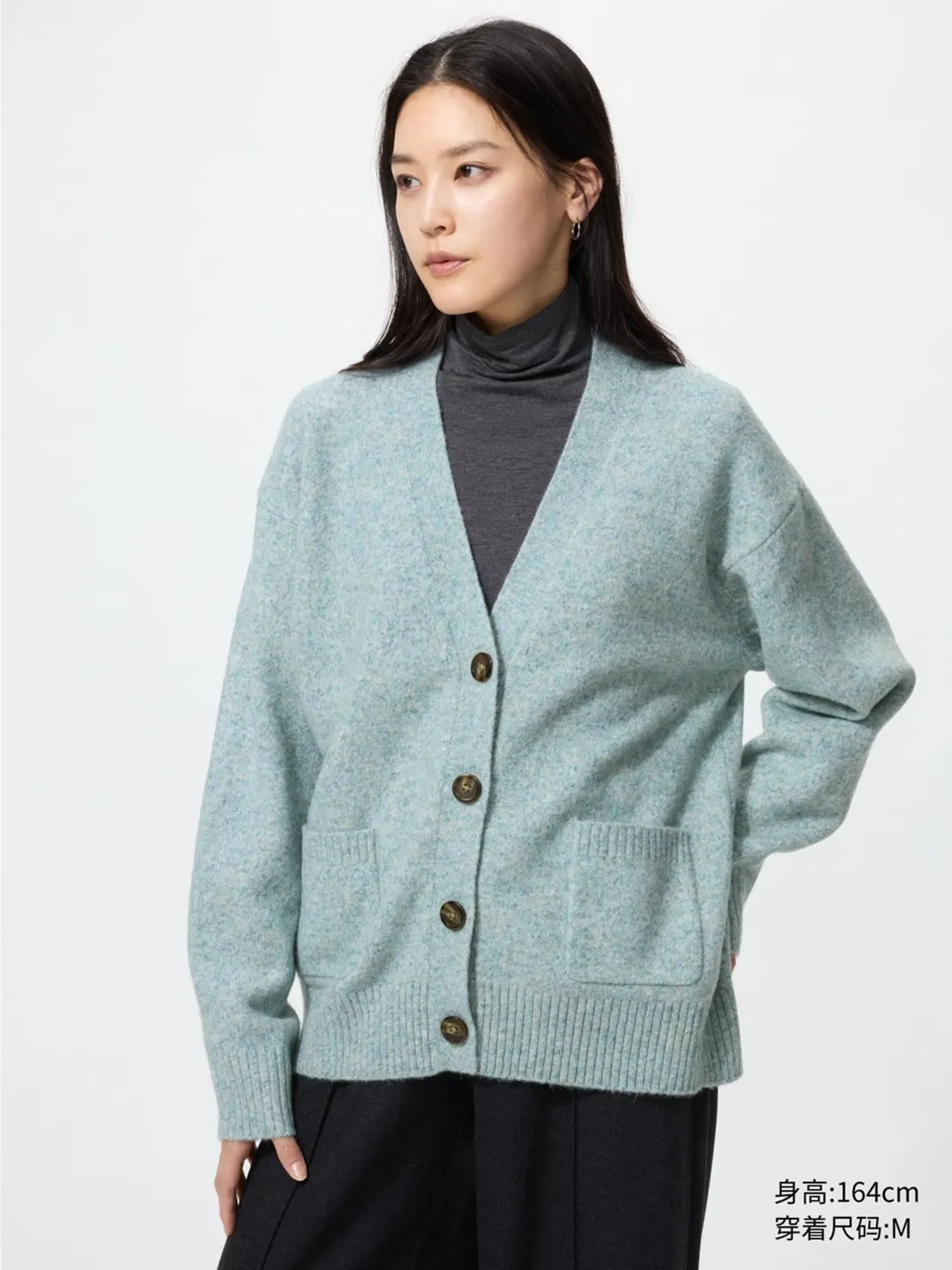 Кардиган свободного кроя из пряжи суфле, Uniqlo