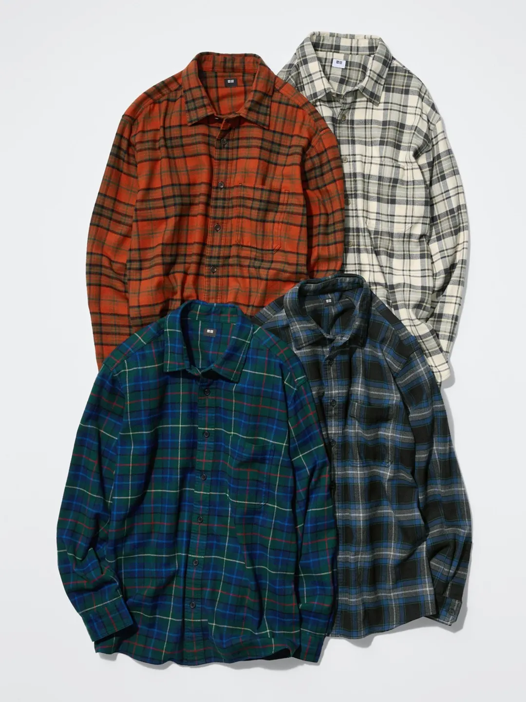 Фланелевая рубашка в клетку с длинными рукавами, Uniqlo