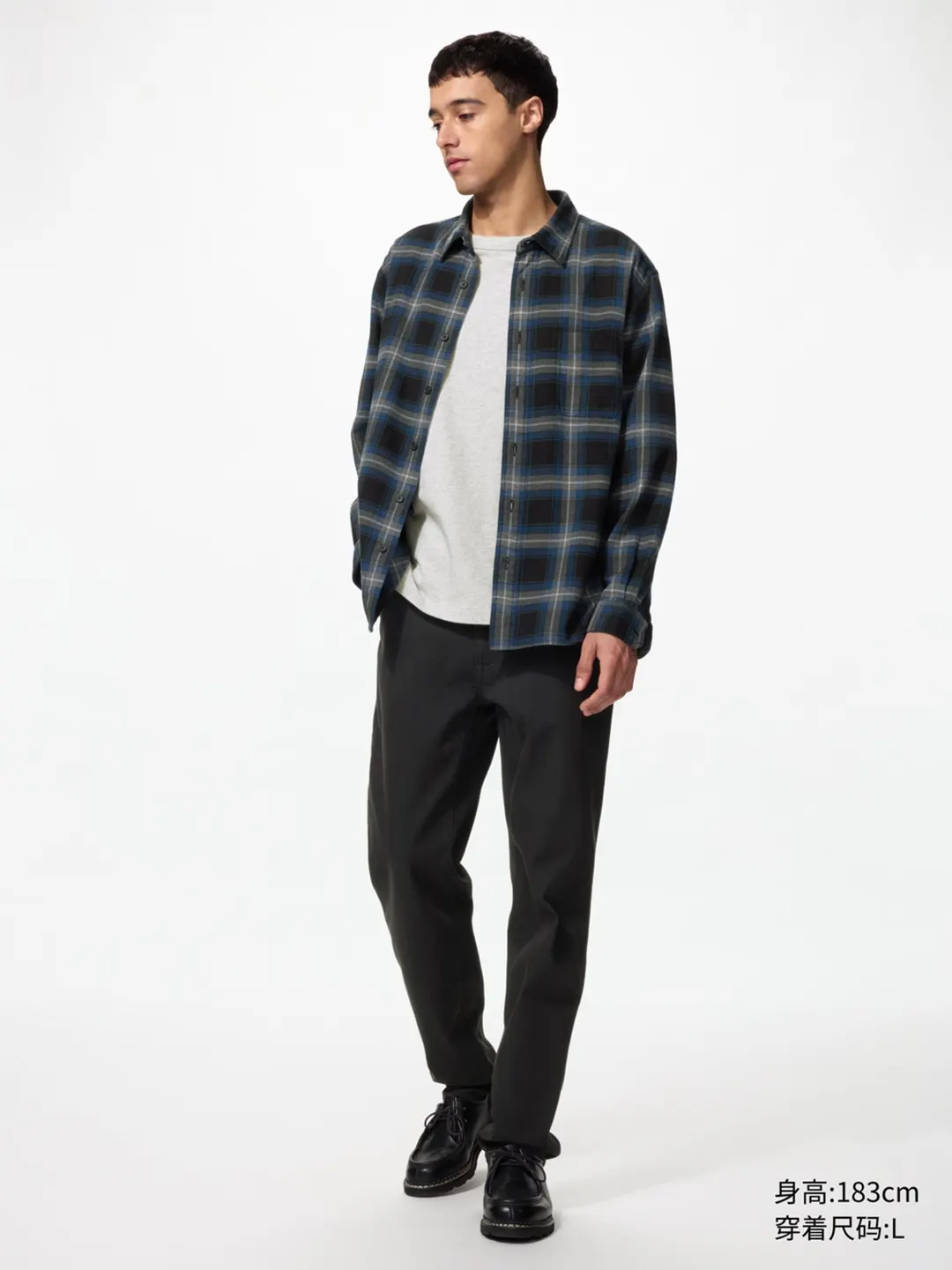 Фланелевая рубашка в клетку с длинными рукавами, Uniqlo